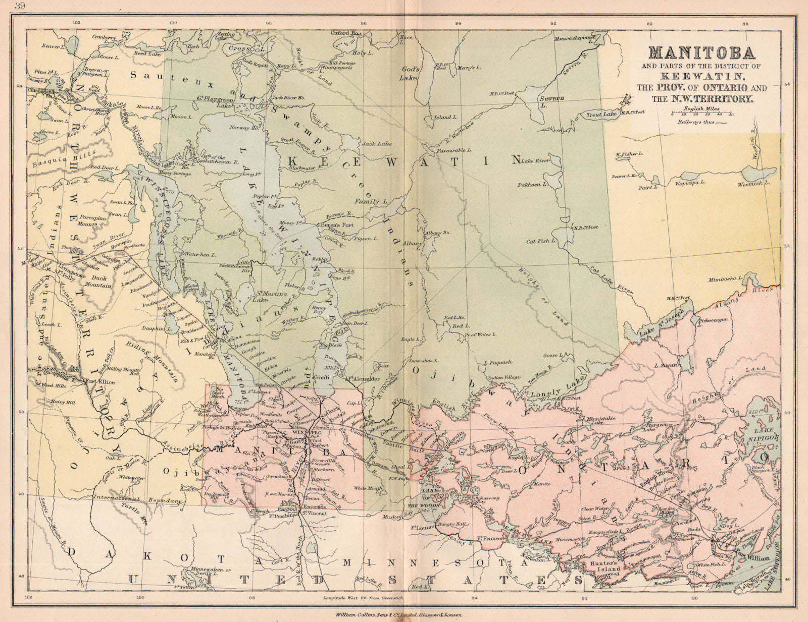 MANITOBA as the Postage stamp province. Keewatin Ontario NW Territory 1878 map